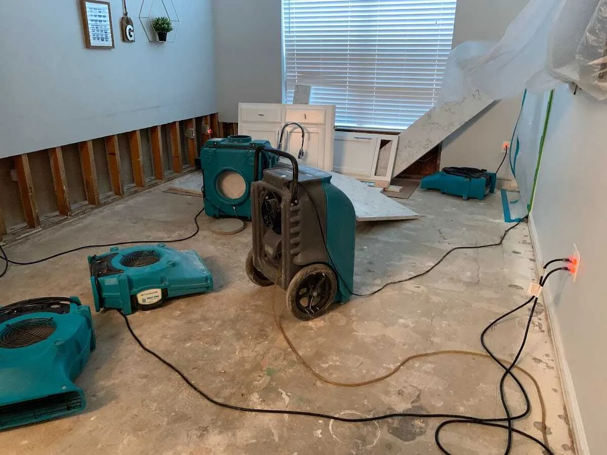 Dehumidifier in flood-cut room for Water Damage Restoration in Park Ridge